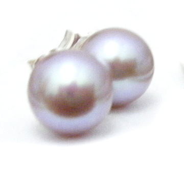 Lavender 7mm Round Pearl Stud Earrings